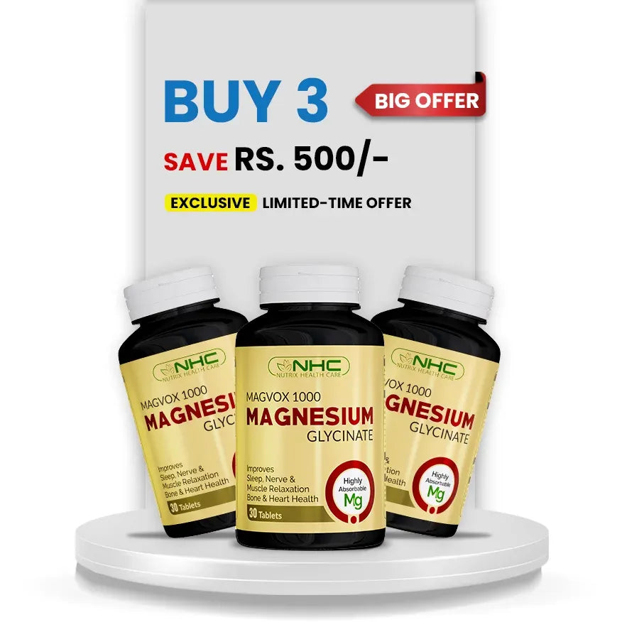 Magvox Saver Pack – 3 Bottles Magnesium Glycinate 1000mg
